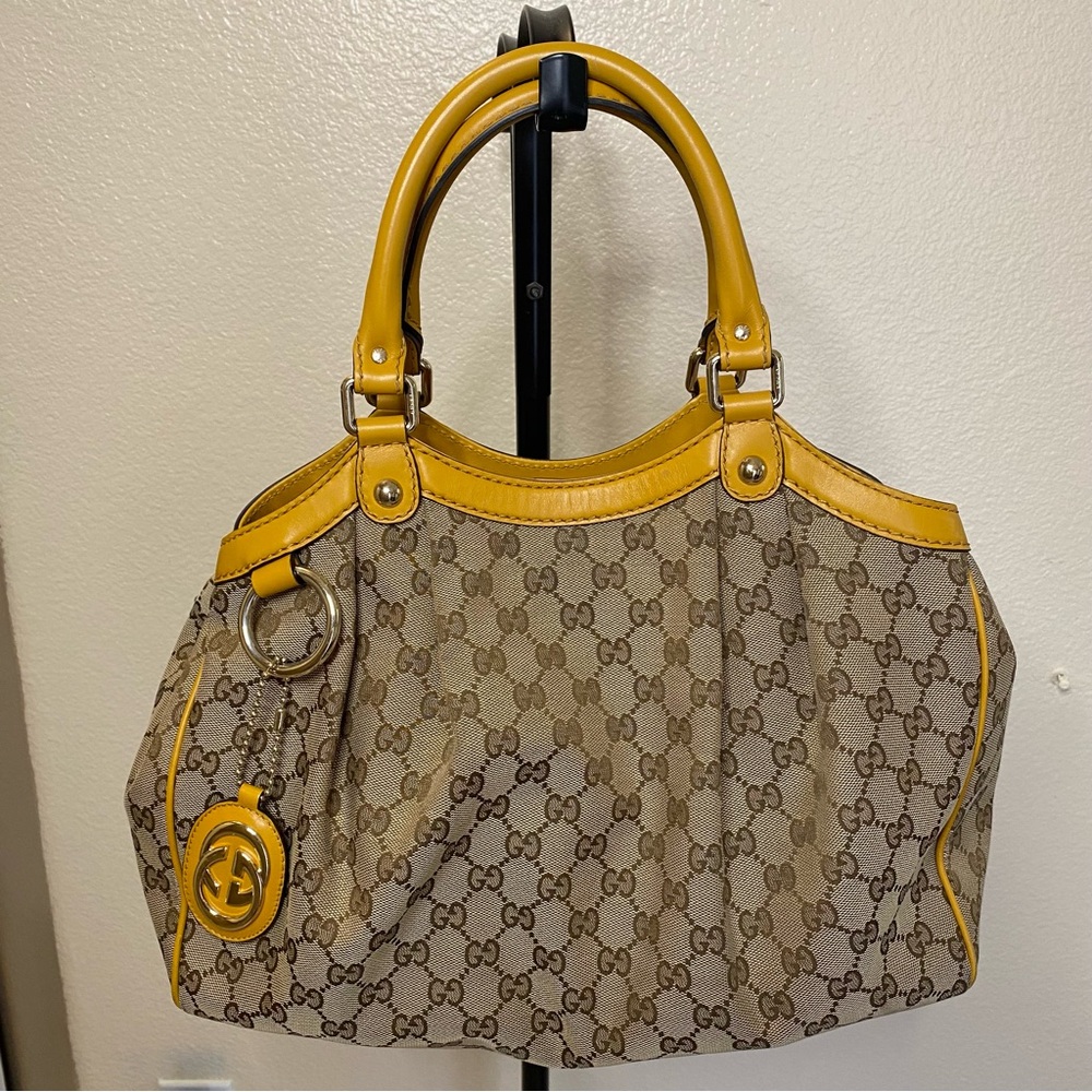 Gucci Monogram Medium Sukey Tote Yellow